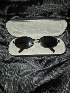 Giorgio Armani Oval Black Sunglasses with Tortoiseshell Temples